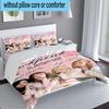 Custom Name 3PCS Black-pink Signature Bedding Set, Including 1pc Duvet Cover And 2pcs Pillowcases, Suitable for dorms and bedrooms Gift
