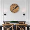 Non-Ticking Mechanism Round Wall Clock 12Inch Diameter Rustic Wall Clock  For Living Room