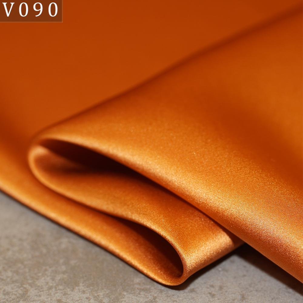 HYSK Natural Genuine Pure 100% Silk Crepe Satin Fabric Silk China Duchess Plain Brown by Meter for Dress Bedding Wedding