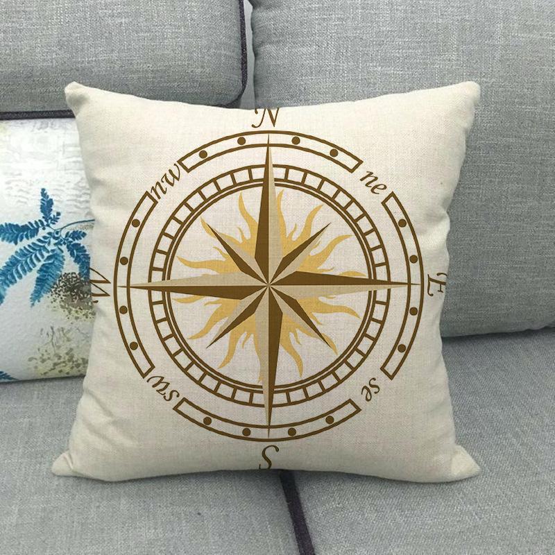 Nautical Elements: Rudder And Compass Digital Printing Short Plush Pillow Covers For Car Sofa Office Cushion Cover Home Goods
