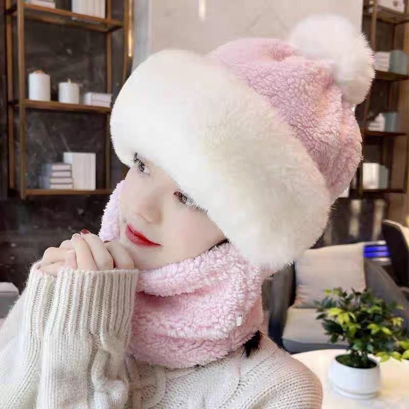 Hat Women's Velvet Thickening Cycling Windproof Neck Scarf Mask Integrated Ear Protection Cold Protection Neck Protection Thickened Warm Baotou Hat