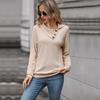 Autumn Women's Fashion Casual Button Decoration Solid Color Long Sleeve Irregular Lapel Sweater