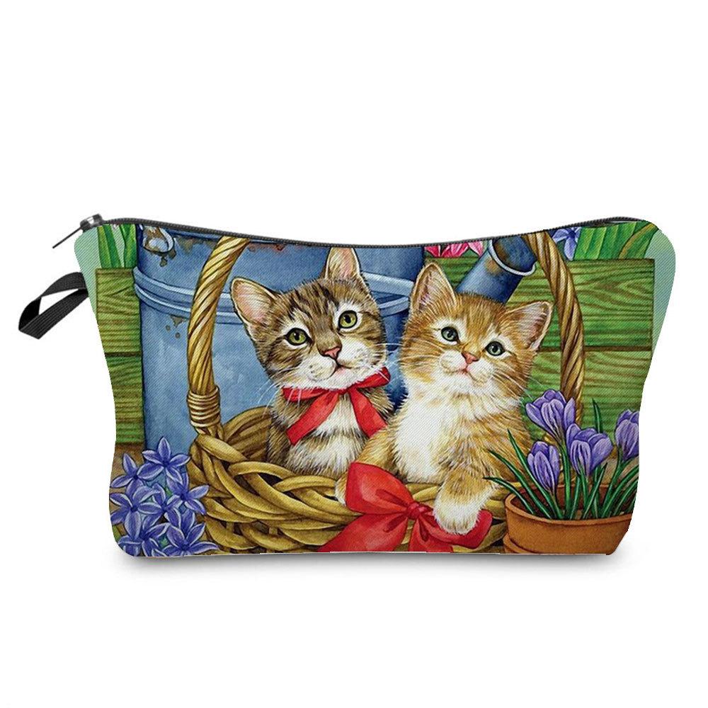 Женская косметичка с принтом кошки, органайзер для туалетных принадлежностей, дорожный чехол для хранения 6429