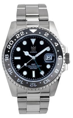 Механические наручные часы Hyakuichi GMT с датой, серые x черные, функция остановки секундной стрелки [HYAKUICHI 101] №14