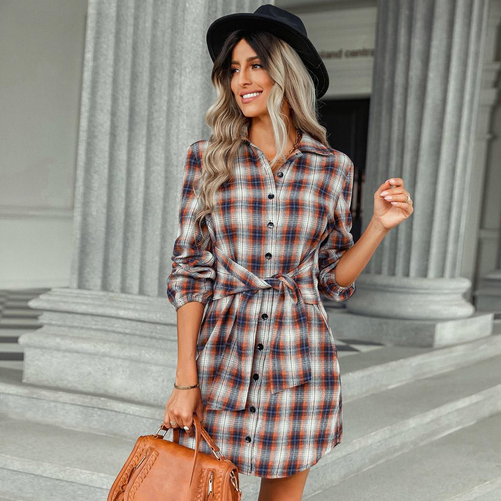 Casual Shirt Dress Autumn Women Long Sleeve Maxi Dresses Laides Turn-down Collar Office Dresses