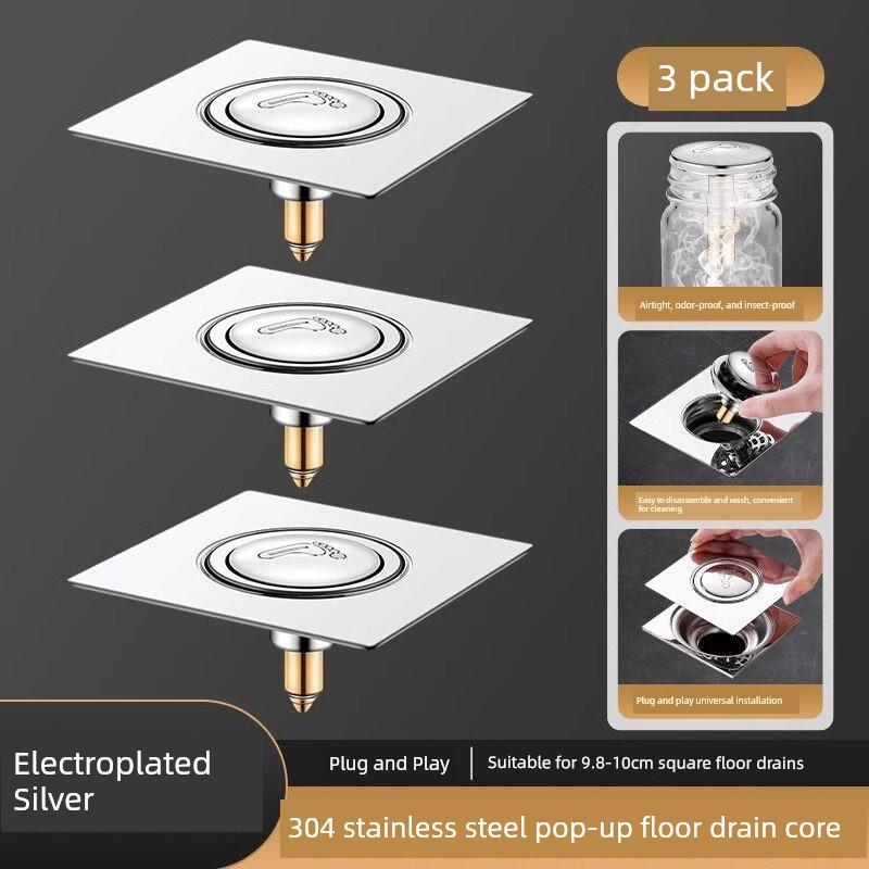 Bathroom Floor Drain Anti-Odor Device with Pop-Up Core Seal Cover, Universal Anti-Odor and Anti-Pest Gadget, Press-Type Foot Pedal