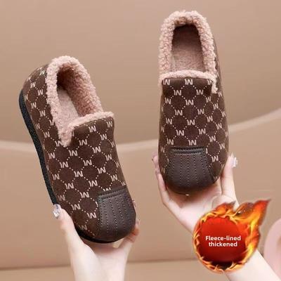 Зимняя утолщенная модная обувь, популярная повседневная женская обувь из хлопка с одной педалью, мягкая подошва, бархатные туфли Doudou