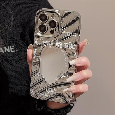 Минималистичный Английский для IPhone17promax для Чехла Мобильного Телефона Apple 14 Персонализированный и Высококлассный Стиль 11 Зеркальный 13 Гальваническое Покрытие 16 Жесткий