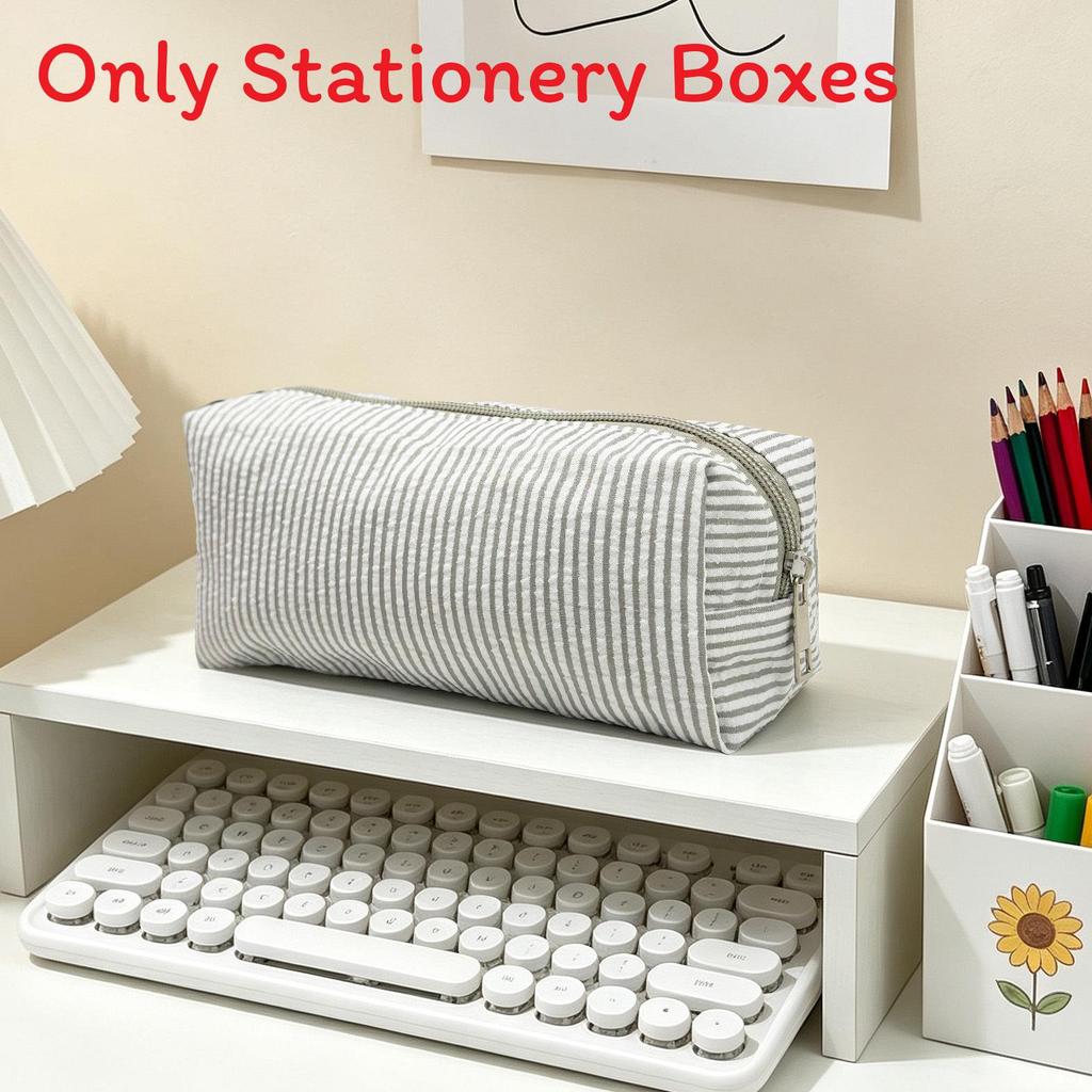 Bubble Yarn Stationery Bag With Embroidered Stripes For Office And School Use