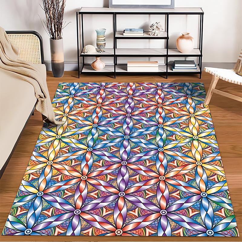 Colorful Geometric Pattern Floral Carpet for Living Room Decor Rug Suitable for use as an anti-slip for living room bedroom sofas