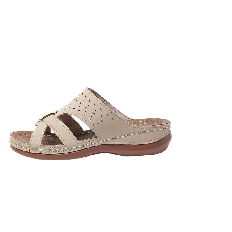 Shoes Female  Open Toe Women's Slippers Outdoor Casual Slippers Women Round Toe Rivet Wedges Plus Size Women's Sandals