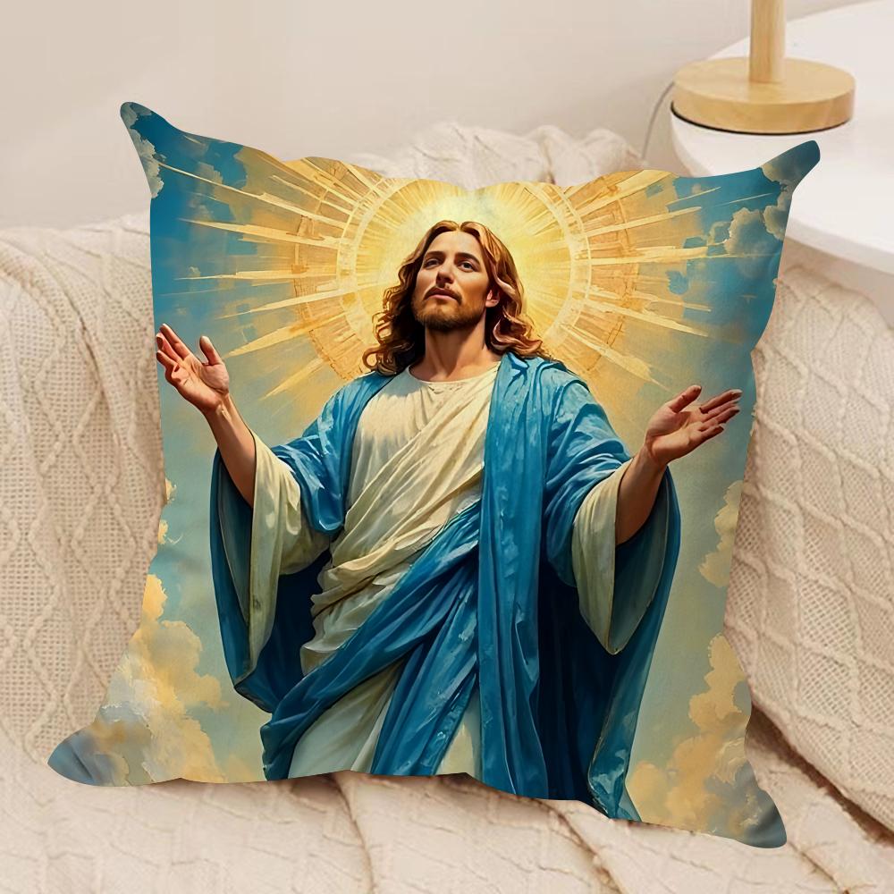 Jesus Christian Cool Cushion Cover Silky Short Plush Invisible Zipper Dustproof Sofa Pillow Case For Home Decor