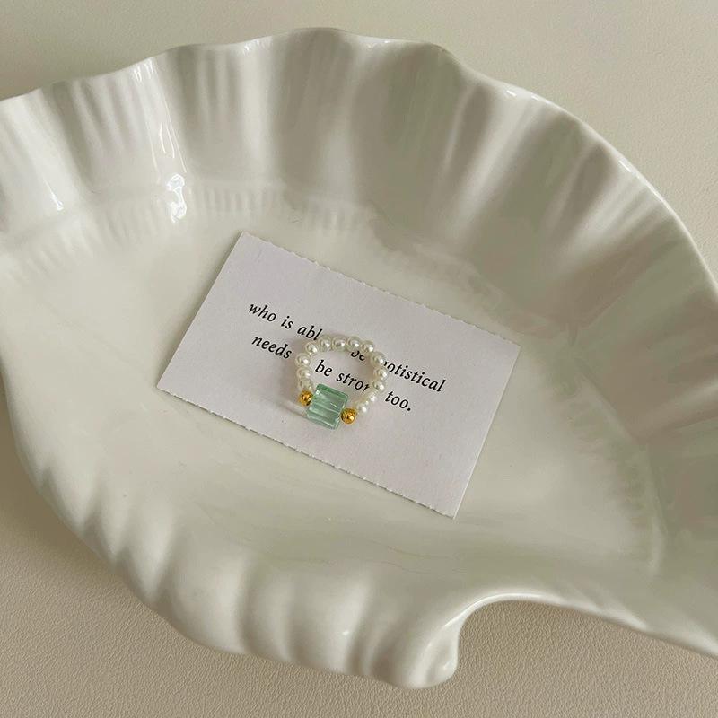 Кольцо с жемчугом, эластичное, женское, литературное, для ношения в несколько рядов, на указательный палец, высококачественное, ручной работы, ювелирное изделие