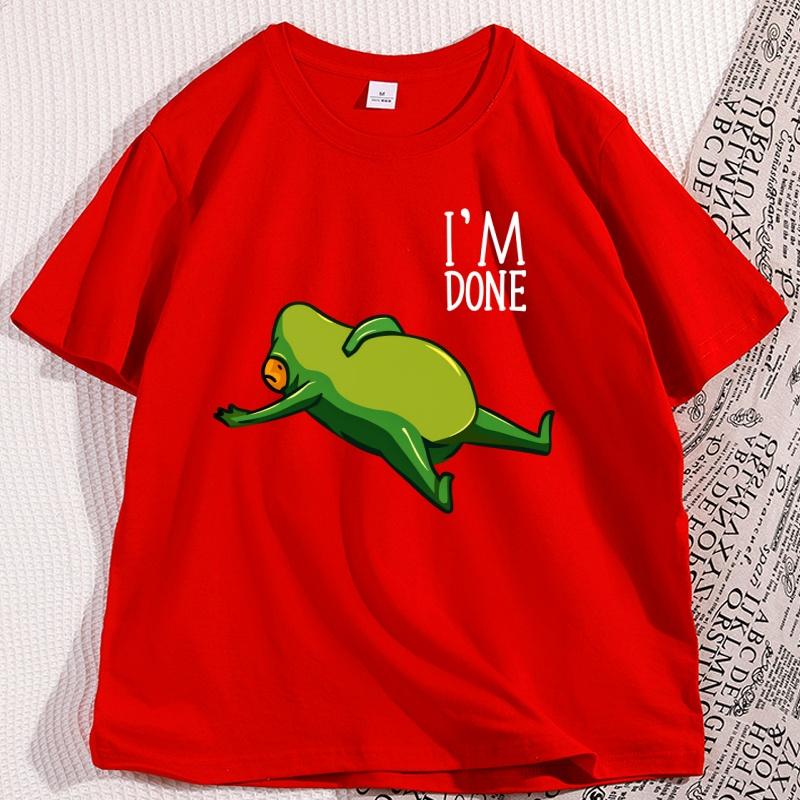 Kawaii Dead Tired Frog T Shirt Cute Sleepy Cotton Short Sleeve Tshirt Streetwear Trendy Round Neck Graphic Tees Male Clothing