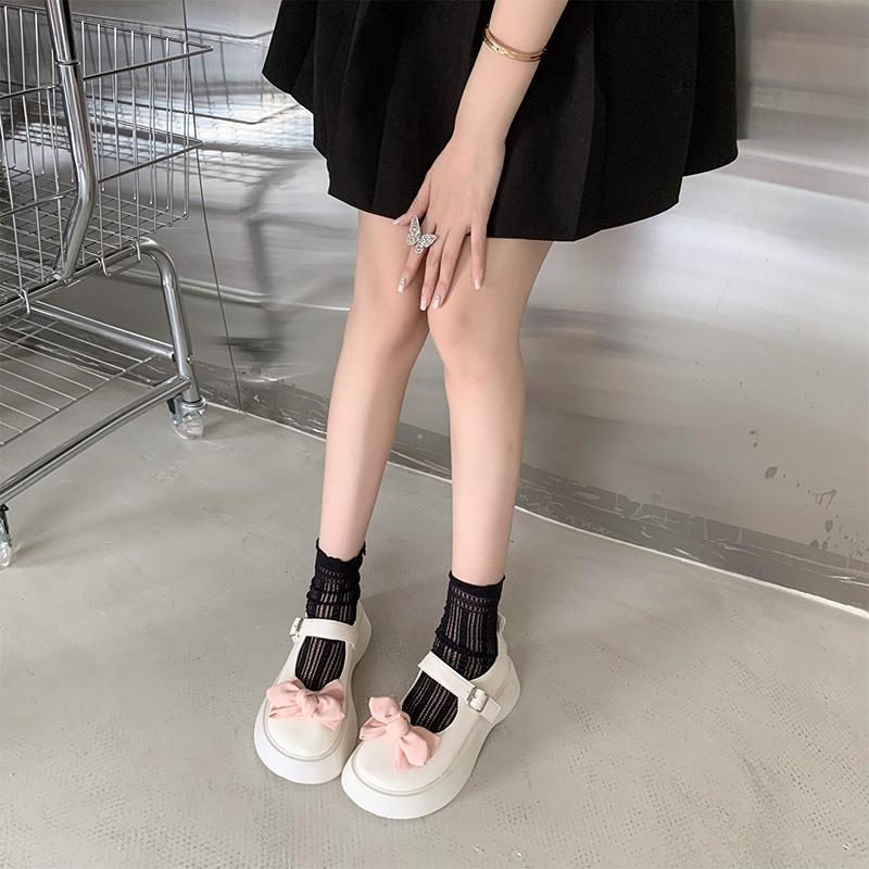 2024 Весна и Осень Новые Милые Модные Повседневные и Удобные Туфли Мэри Джейн Однотонные Круглые Носки Толстые Каблуки Женские Туфли