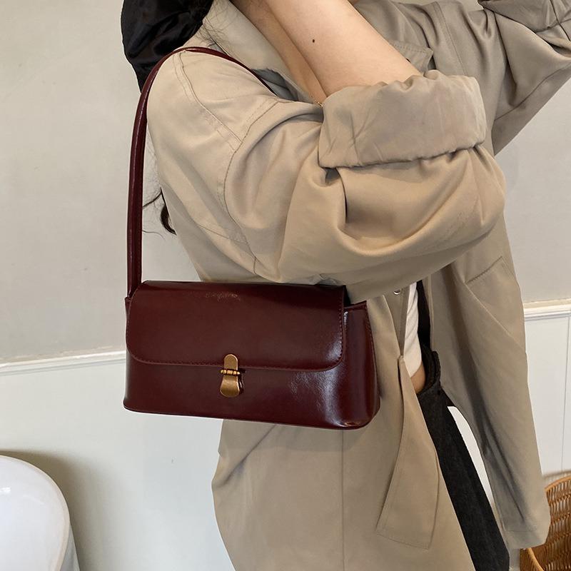 Винтажная сумка подмышку Текстурированная женская сумка Осенняя сумка через плечо Модная сумка-тоут Сумка-багет