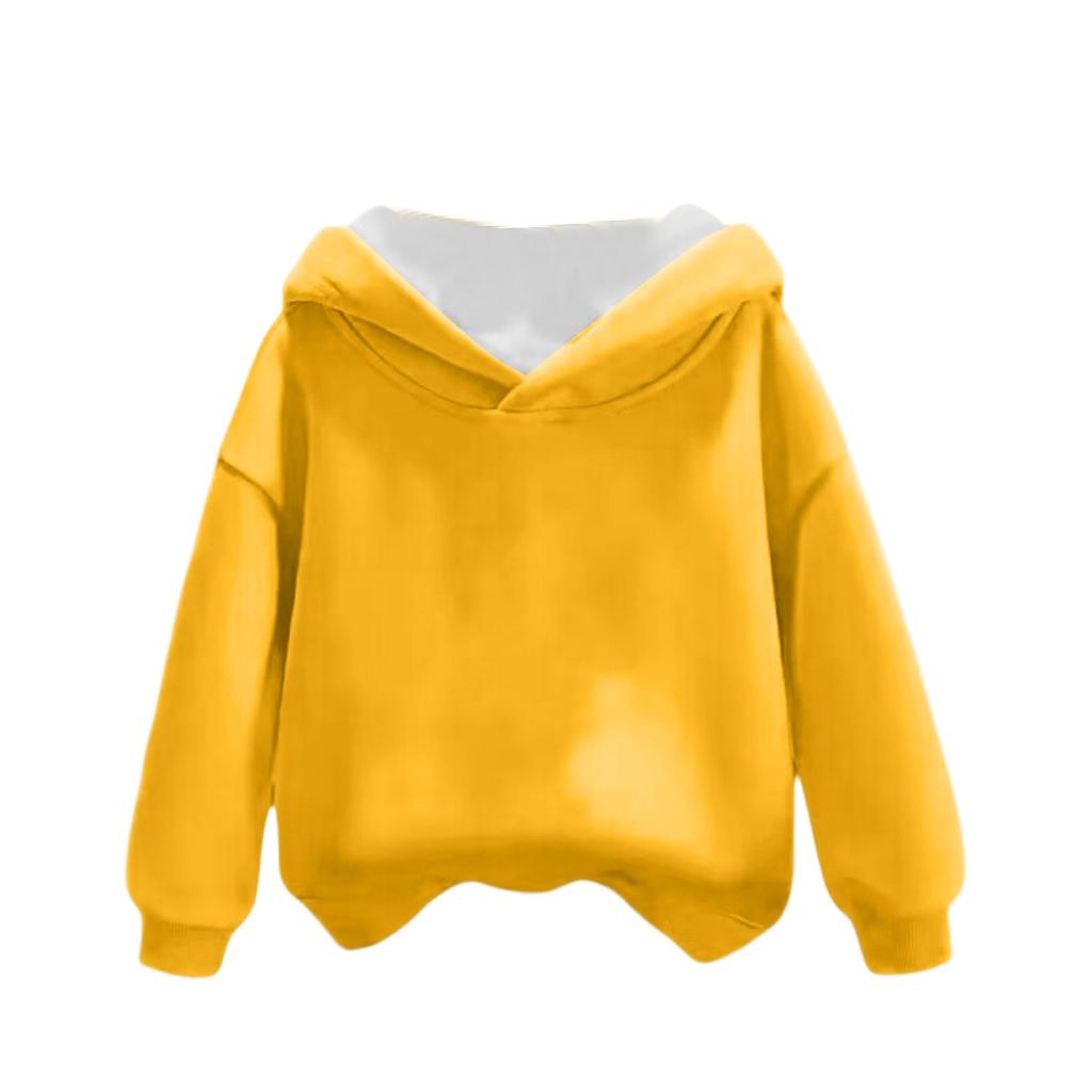 Children's Boys And Girls Fashionable Solid Color Pullover Casual Round Neck Hooded Sweatshirt Plus Fleece Sweatshirt