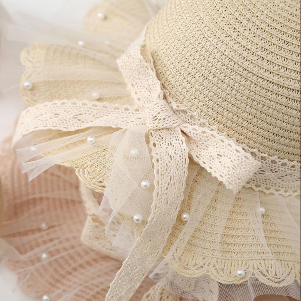 Детская солнцезащитная шляпа, летняя солнцезащитная шляпа для девочек, женская кружевная шляпа принцессы на пляже