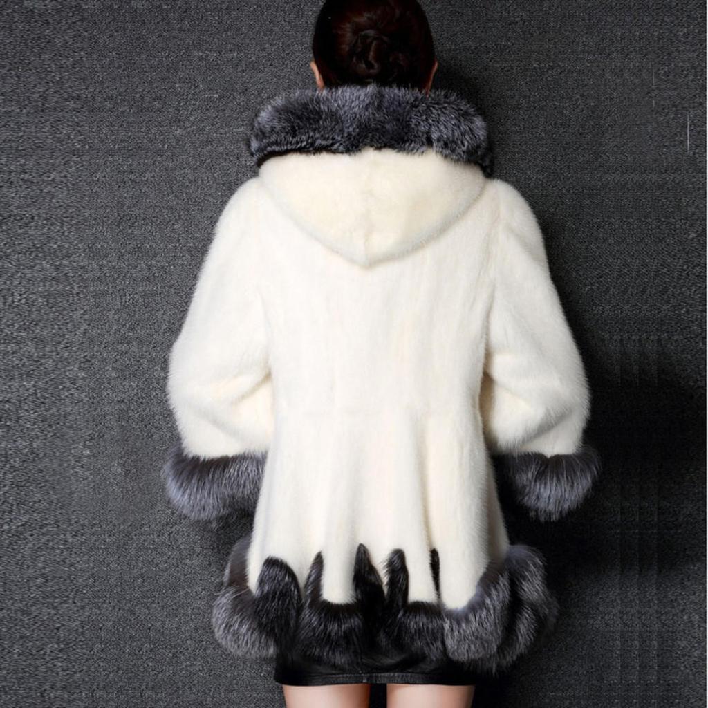 (SU)Женская парка с длинным рукавом, верхняя одежда, пальто из лисьего меха