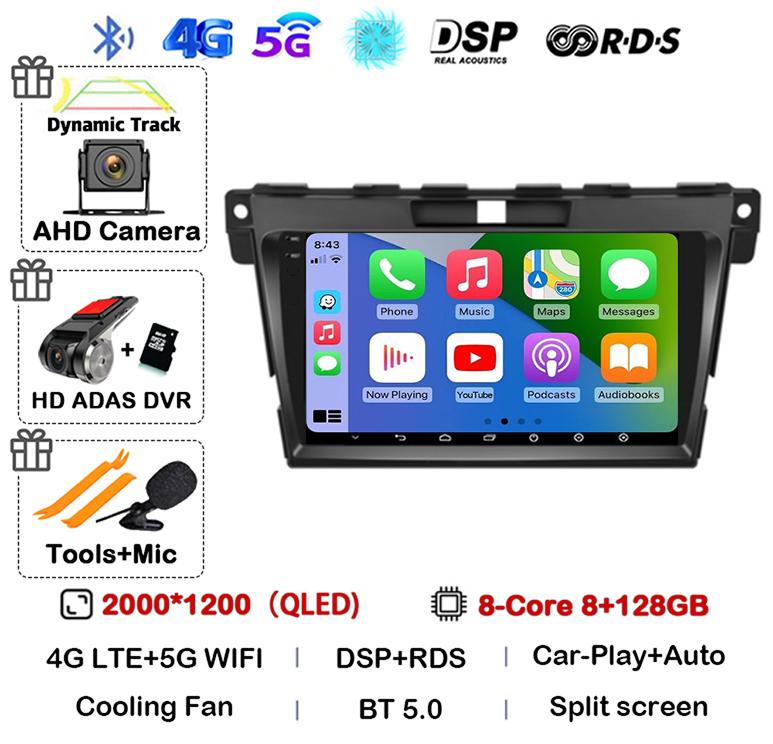 Android 14 Carplay для MAZDA CX-7 CX7 CX 7 2007 2008 2009 2010 2011 2012 2013 2014 Автомобильное радио GPS Мультимедиа Видеоплеер Стерео