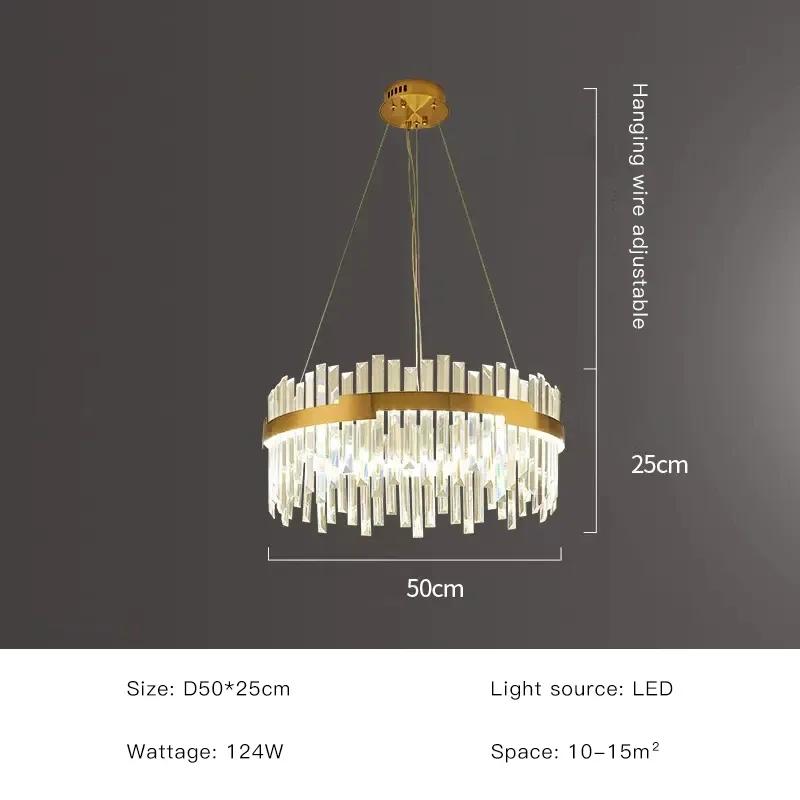 Современная роскошная хрустальная люстра полного спектра, скандинавское золото, простая круглая люстра для гостиной, спальни, столовой, освещение
