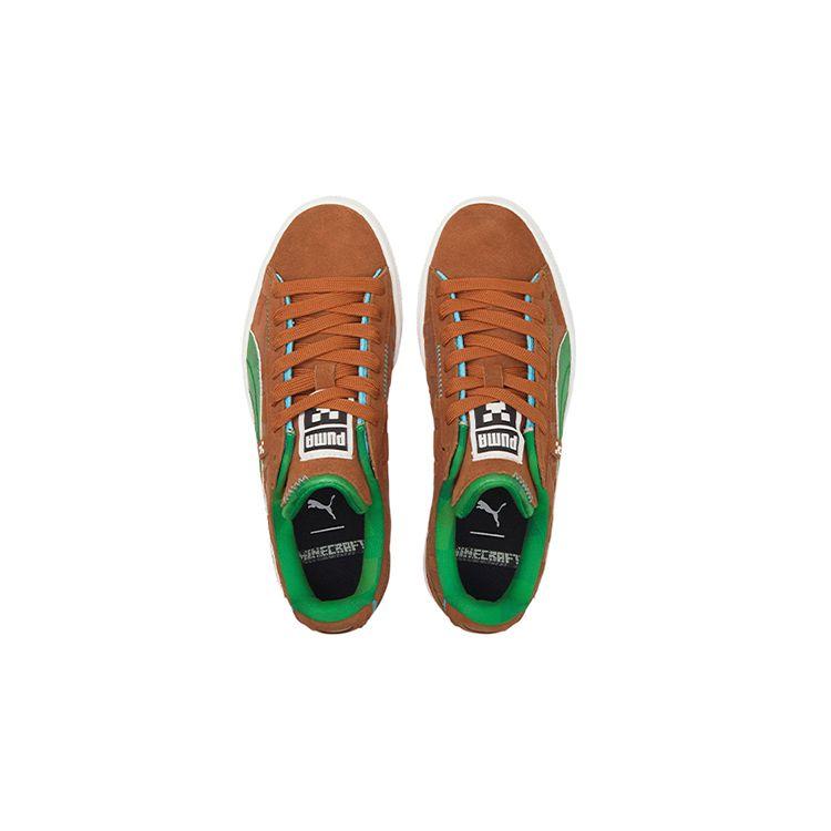 Кроссовки детские Minecraft x Puma Suede Jr Блок Травы Коричневый Монах-Коричневый Папоротник-Зеленый 384485-01