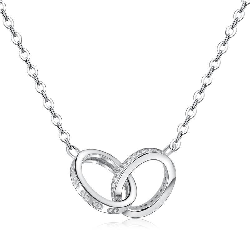 S925 Silver Creative Design Clavicle Chain Ins Wind Super Fairy Temperament Accessories Pendant Ring Interlocking Jewelry