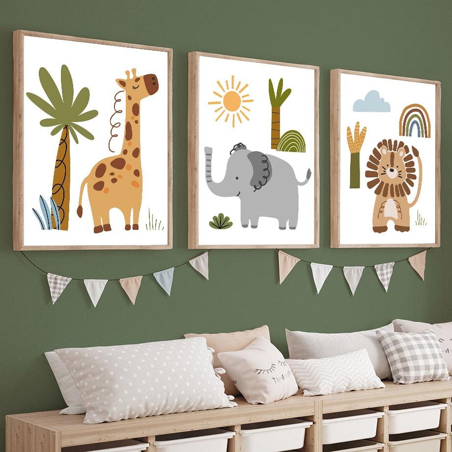 Elephant Lion Giraffe Toucan Zebra Nursery Wall Art Canvas Painting Nordic Posters And Prints Wall Pictures Baby Kids Room Decor