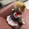 with Leash Dog Harness Dress Heart Print Pet Dress Denim Puppy Princess Skirt  Outdoor Walking