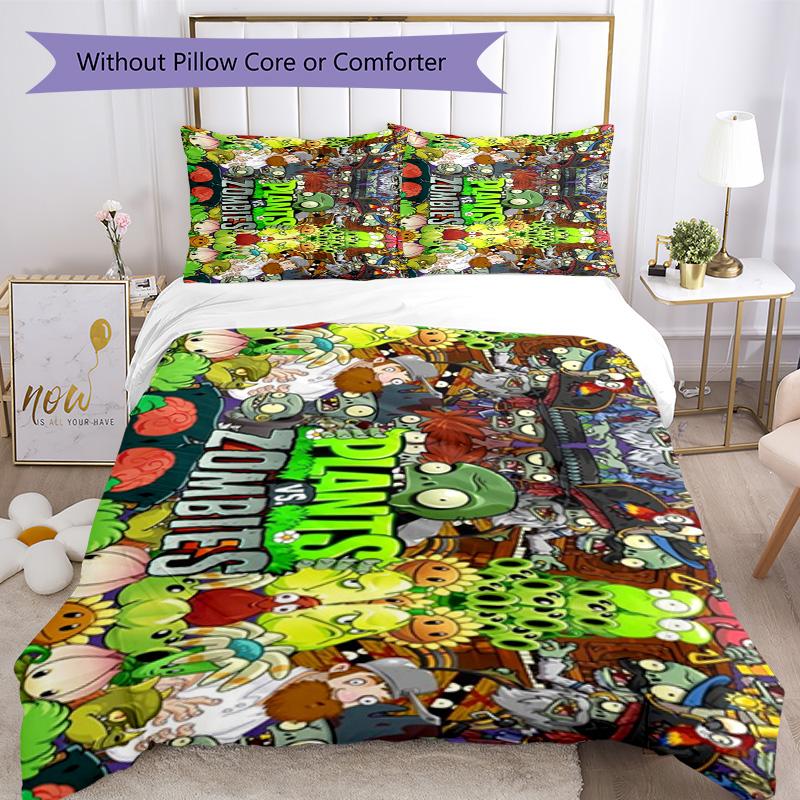 Plants Vs. Zombies Duvet Cover Set Suitable for Dormitory Machine Washable Perfect Gift for Friends & Family