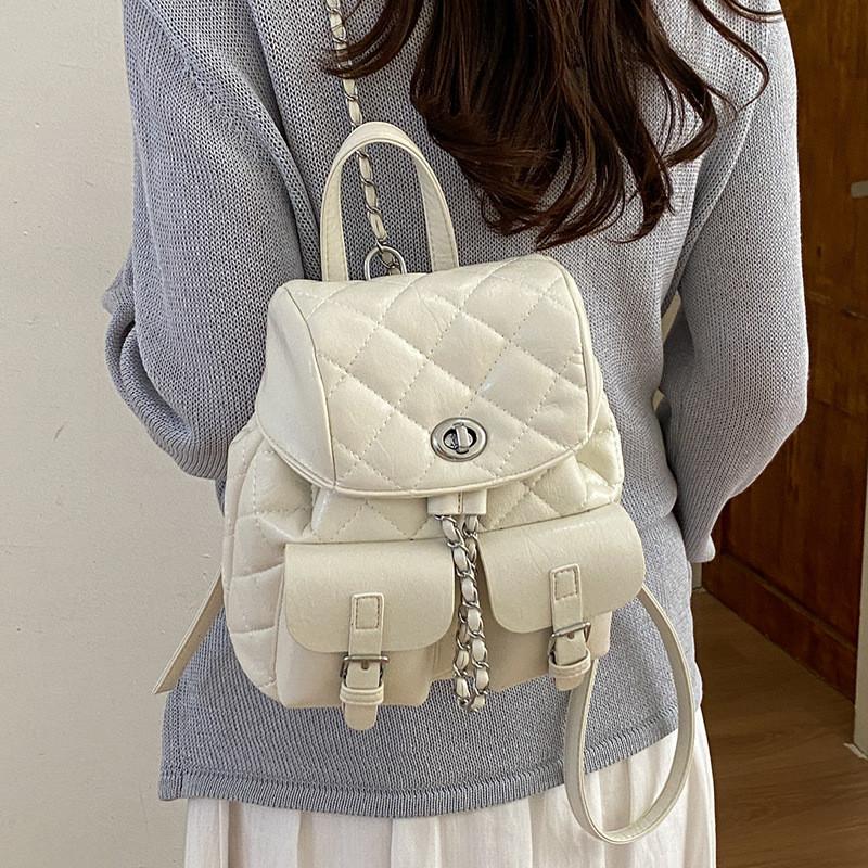 IELGY Ladies Pink Travel Backpack Commuter All-Match Chain Backpack