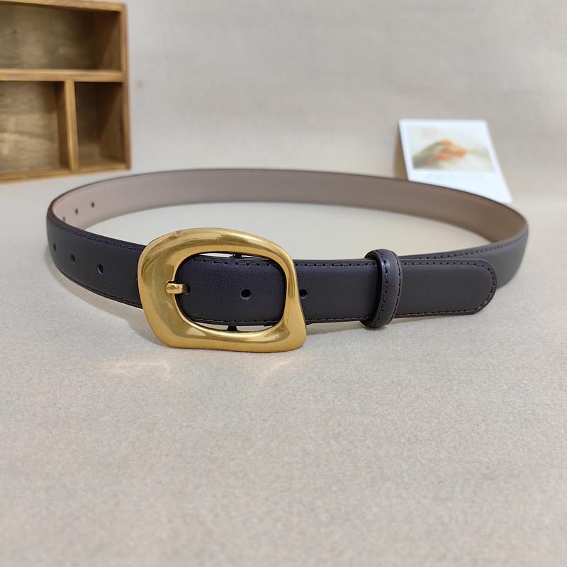 Простой женский ремень из черной кожи с пряжкой-булавкой из сплава для повседневного использования