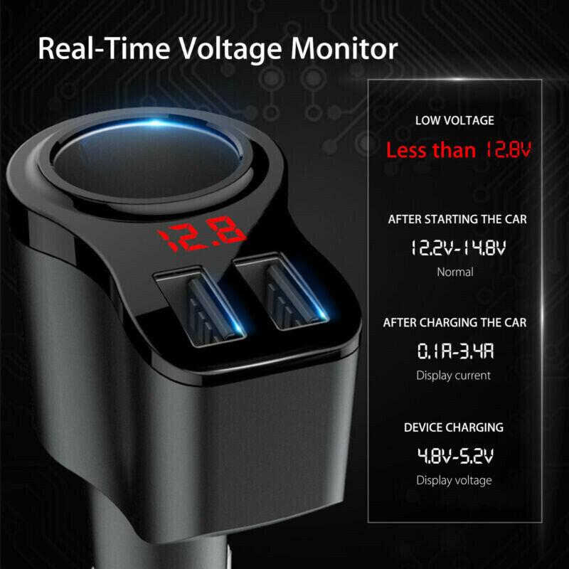Разветвитель прикуривателя автомобиля, 2-полосный USB-адаптер с несколькими зарядными устройствами