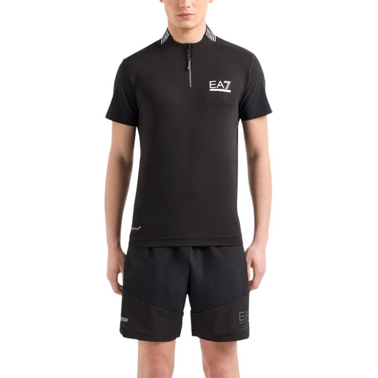 EMPORIO ARMANI EA7 SS24 Polo Shirt Men's Black 3DPT51-PJMLZ-1200