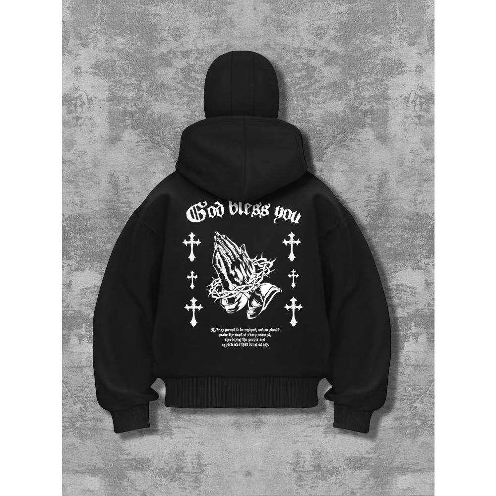 Мужской свитшот в готическом стиле с принтом и двойным капюшоном, осенне-зимняя картонная рубашка на молнии, удобная толстовка для бега, модная