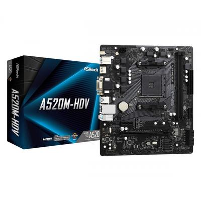 Asrock AMD Ryzen серии 30004000 (Сокет AM4) совместимая материнская плата Micro ATX с чипсетом A520 [продукт отечественного авторизованного дистрибьютора] A520M-HDV