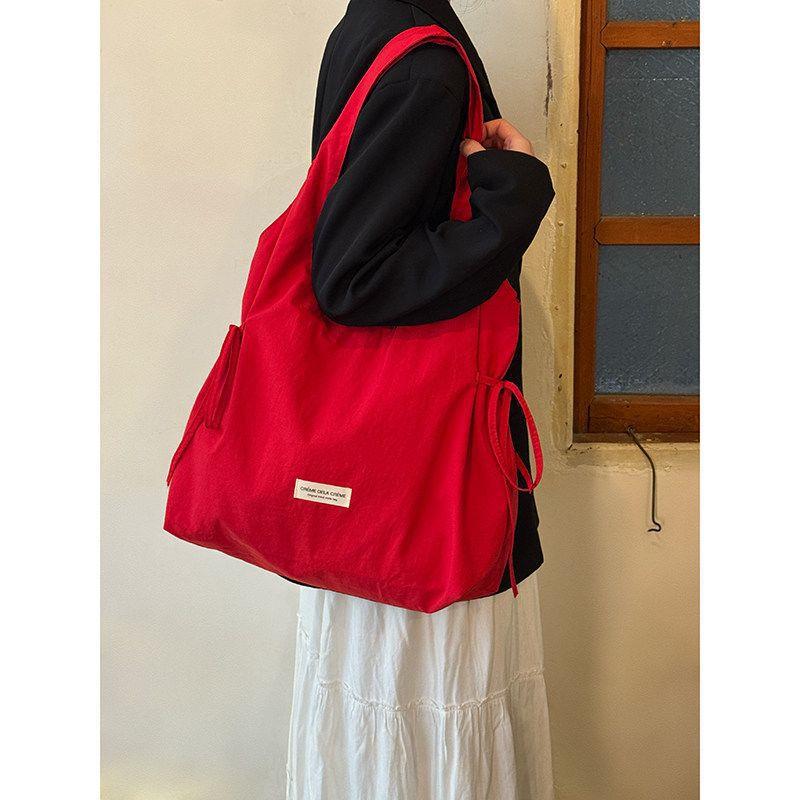 Женская Стильная Сумка-тоут Большой Вместимости на Шнуровке с Бантом на Плече и Подмышечным Ремешком, Сумка без Спинки, Сумка в Стиле Жилета