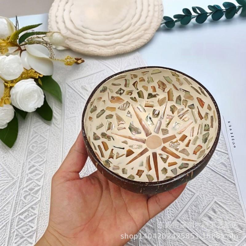 Vietnamese Coconut Shell Bowl Decorative Serving Dish Snacks Nuts Candy Home Decor Storage