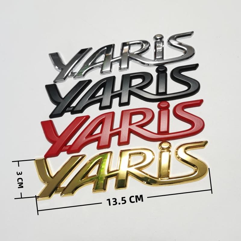 BAWI7 3D Metal Yaris Logo Emblem Badge Matte black Chrome Plated Trunk Letter Sticker For Toyota Yaris Car Exterior Decor Accessories