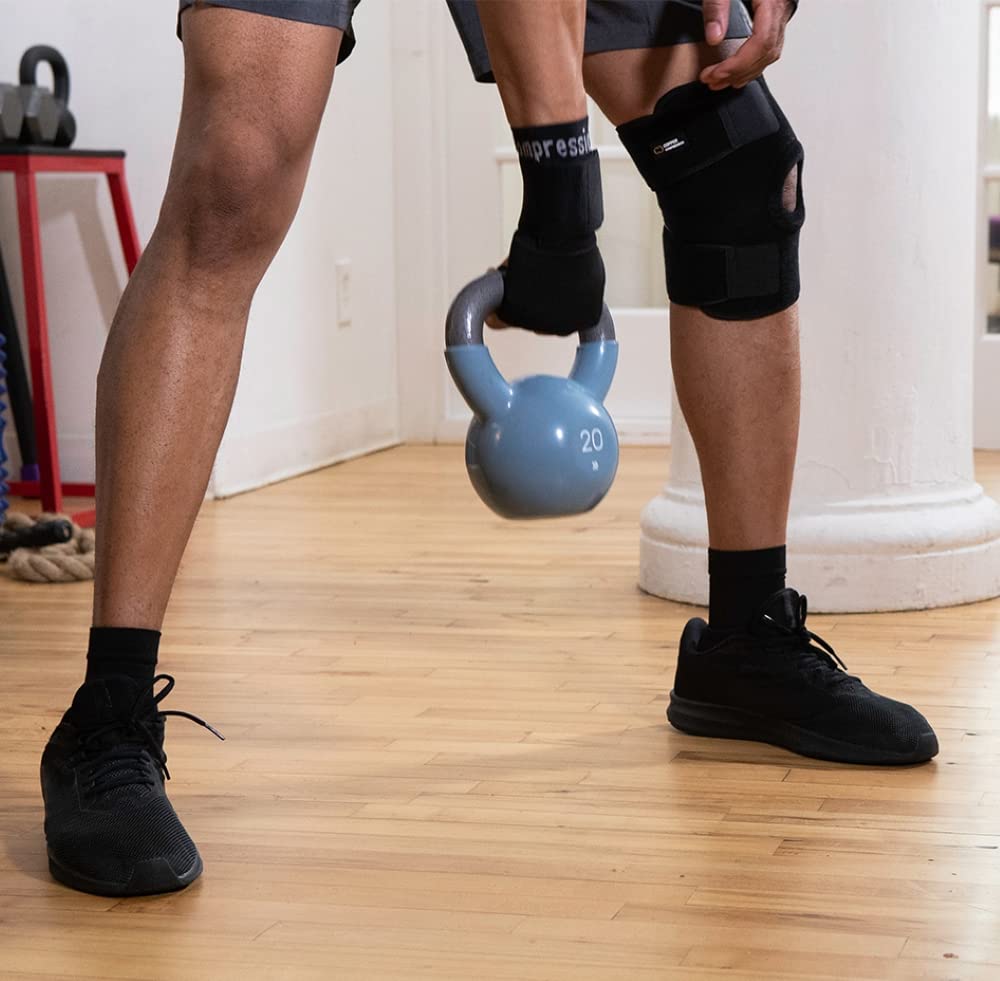 Copper Compression Extra Support Knee Brace Highest Copper Content Best Adjustable Copper Infused Fit Knee Brace Open Patella Stabilizer Neoprene