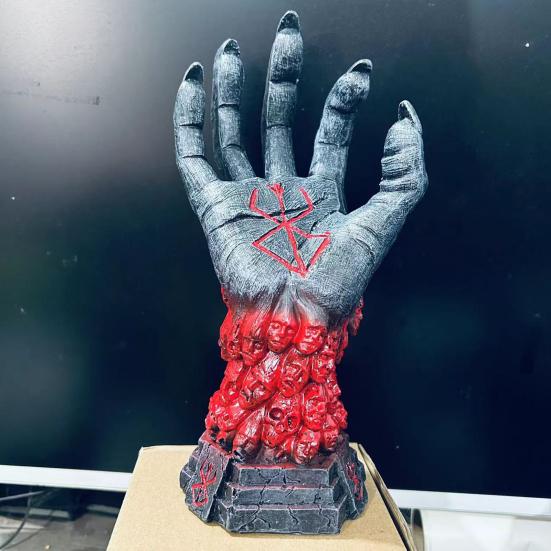 Berserk Resin Devil Hand Sculpture Heart Комплект ожерелий Реалистичный Череп Руна