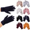 Women Gloves,Winter Solid Screen Full Finger Woolen Warm Knitted Gloves