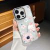 Plating Retro Flowers Pattern Case For iPhone 16 15 14 Pro Max Plus 12 13 Pro 11 Electroplating Lens Frame Clear Cover