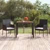 VidaXL Garden Table Wood Top Black 90x90x75 Cm Woven Resin 319897