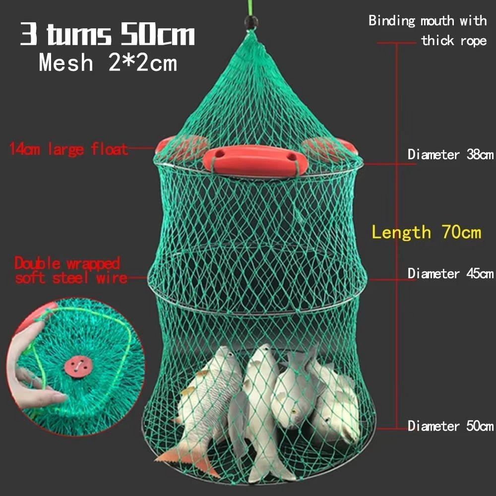 Three Drift Fishing Net Bag Water-floating Fishing Net Pocket Portable Fish Basket Sea Fishing