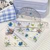Cute Color Magical Cat with Wings Transparent Ruler 4-piece Set Student Triangle Ruler Protractor Plastic Ruler Stationery