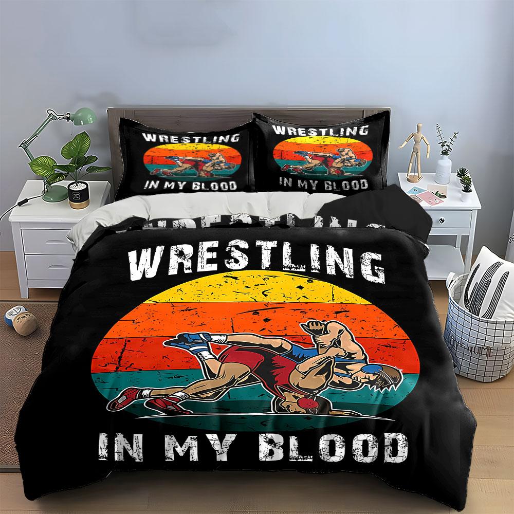 Wrestlers with sunset background. Bedding sets Duvet cover sets Duvet covers Pillowcases(1 * Duvet Cover 2 * Pillowcases without duvet insert)