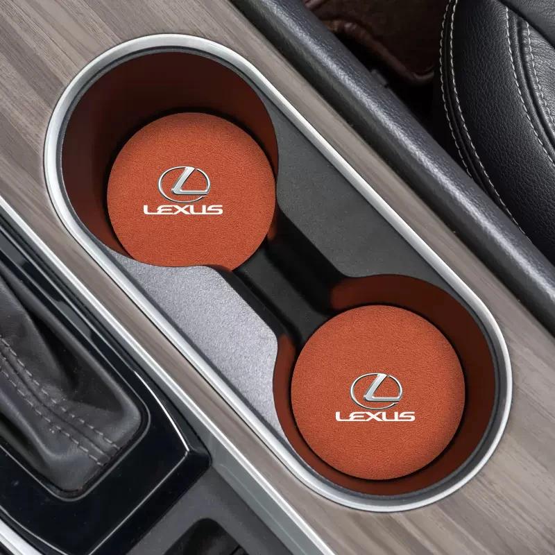 2Pcs Car Logo Coasters Leather Water Cup Non-Slip Mats For Lexus CT200h ES250 ES300h IS250 IS200 GS300 GS460 GX470 LS400 LX470 R
