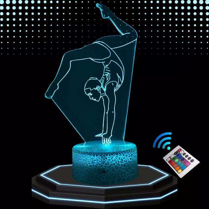Lampe De Chevet LED 3D - Gym - Veilleuse Tactile - Multicolore - Télécommande - Design Contemporain