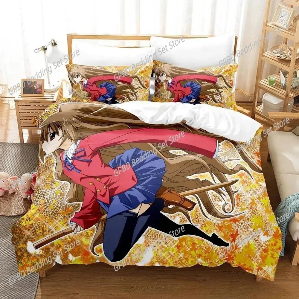 Комплект постельного белья Toradora Single Twin Full Queen King Size Bed Set Adult Kids Bedroom Duvet Cover Sets 3D Print Anime Bed Set
